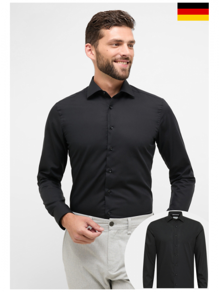 ETERNA Slim Fit 1100, Fekete Hosszú Ing, Kent