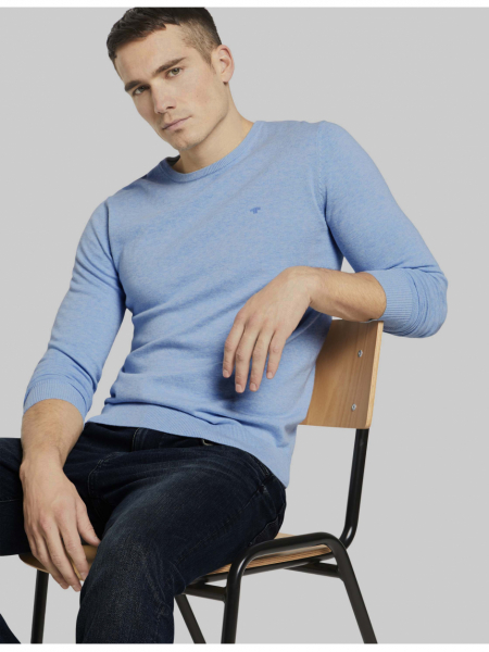 TOM TAILOR Basic O-Neck 2819, Kék Kötött Pulóver