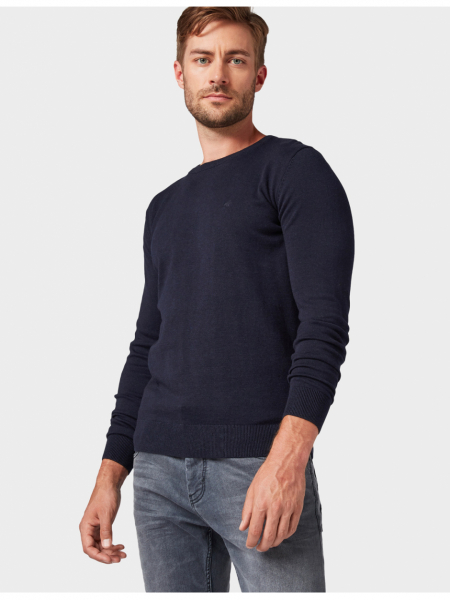 TOM TAILOR Basic O-Neck 2819, Kék Kötött Pulóver