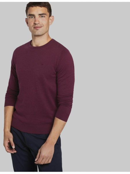 TOM TAILOR Basic O-Neck 2819, Piros Kötött Pulóver