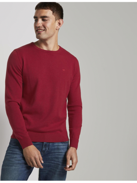 TOM TAILOR Basic O-Neck 2819, Piros Kötött Pulóver