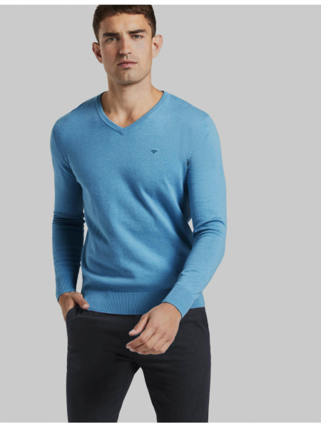 TOM TAILOR Basic V-Neck 2820, Kék Kötött Pulóver