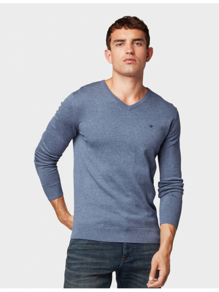 TOM TAILOR Basic V-Neck 2820, Kék Kötött Pulóver