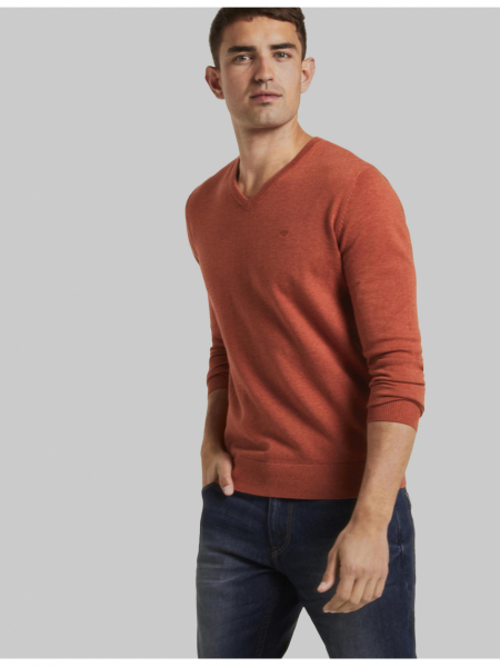 TOM TAILOR Basic V-Neck 2820, Narancssárga Kötött Pulóver