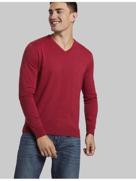 TOM TAILOR Basic V-Neck 2820, Piros Kötött Pulóver