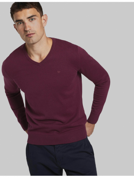 TOM TAILOR Basic V-Neck 2820, Piros Kötött Pulóver