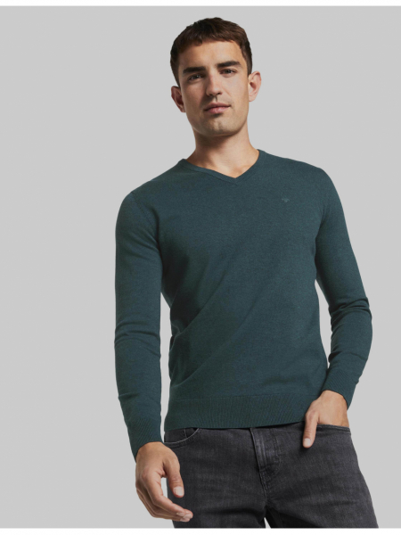 TOM TAILOR Basic V-Neck 2820, Zöld Kötött Pulóver