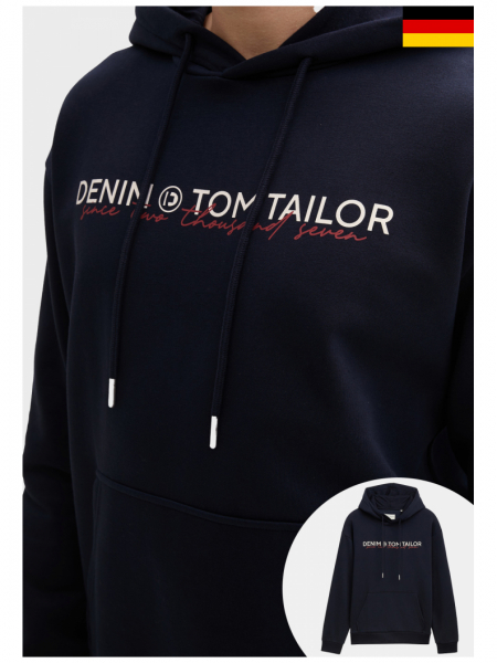 TOM TAILOR DENIM 3298, Sötétkék Kapucnis Pulóver