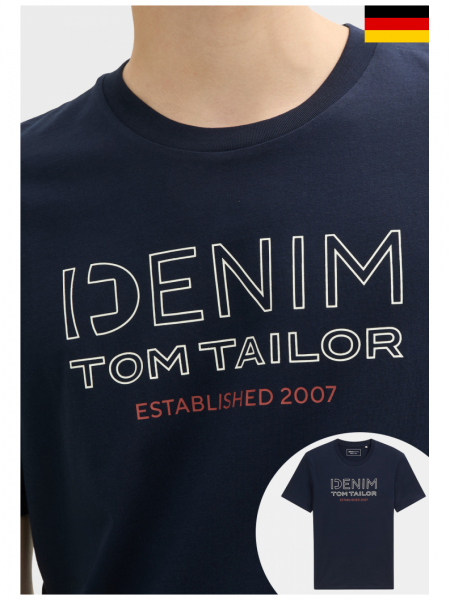  TOM TAILOR DENIM 3480, Sötétkék Rövid Ujjú Póló