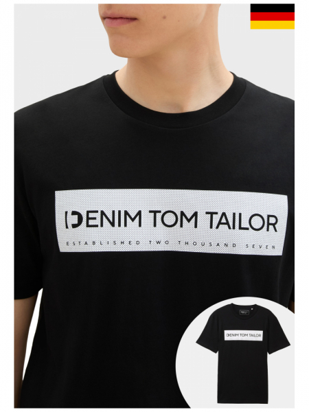 TOM TAILOR DENIM 3491, Fekete Rövid Ujjú Póló