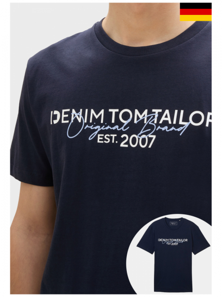 TOM TAILOR DENIM 3491, Sötétkék Rövid Ujjú Póló