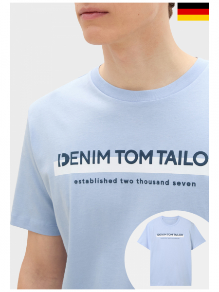 TOM TAILOR DENIM 7653, Világoskék Rövid Ujjú Póló