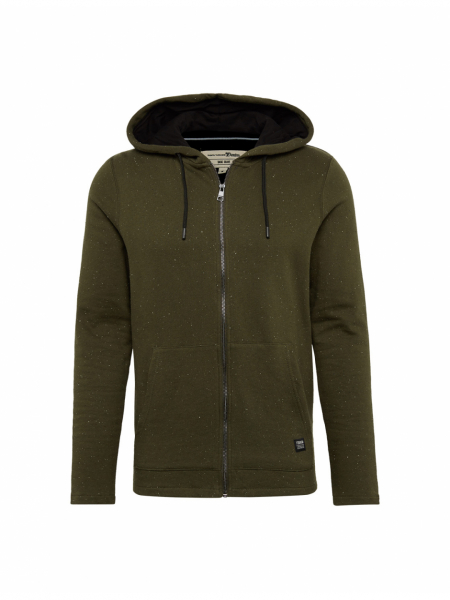 TOM TALOR DENIM Mottled Zip Hoody 5055, Zippes-Kapucnis Pulóver, Zöld